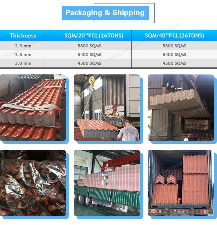 asa resin roof tile packaging & shipping